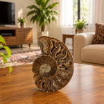سنگ آمونیت طبیعی پولیش خورده با تلالو رنگین‌کمانی (Iridescent Ammonite) - تصویر 3