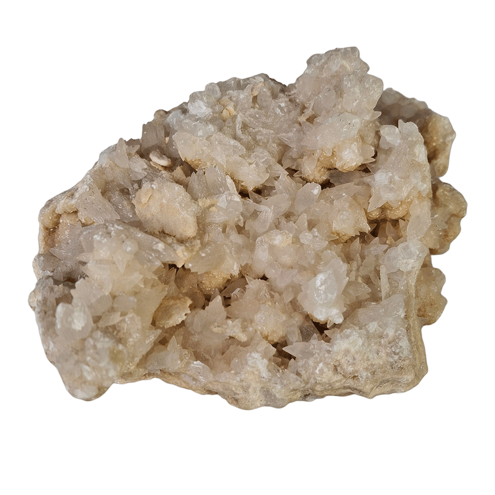 سنگ طبیعی دولومیت همرشد با کلسیت با بلورهای کرم و سفید مناسب کلکسیون
