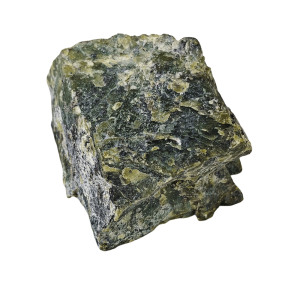 نمونه‌ای از سنگ یشم سرپانتین طبیعی با رنگ سبز و بافت معدنی خاص، مناسب کلکسیون و دکور طبیعی.